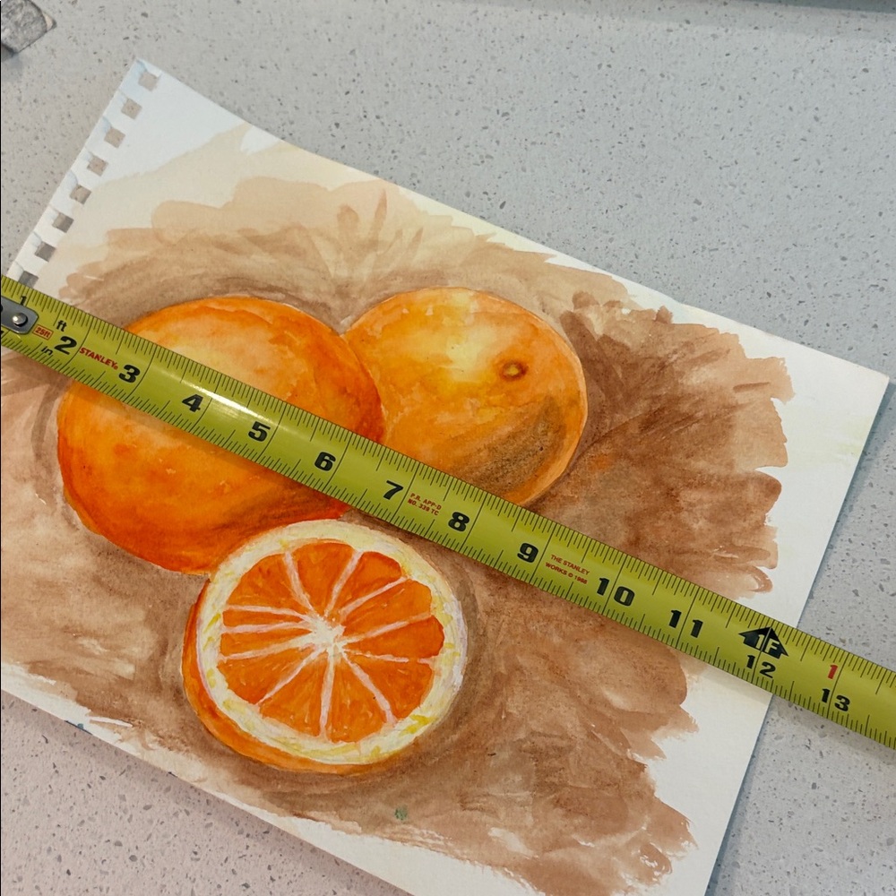 Hand-Painted Orange Watercolor Fruit Painting - Vibrant Orange Still Life - Picture 7 of 7